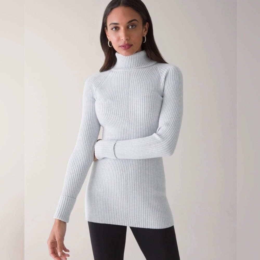 WHBM | Long Sleeve Turtleneck Pointelle Tunic Cashmere Blend